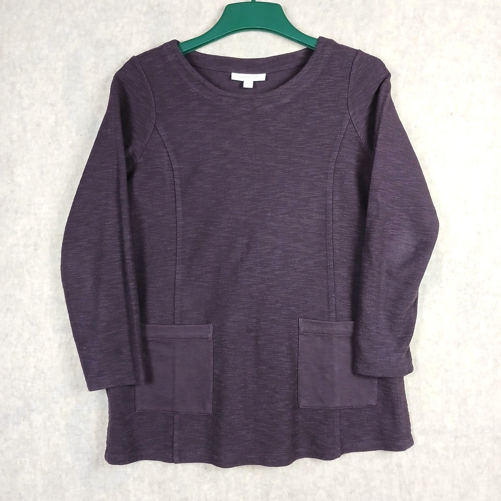 Pure Jill Tunic Sweater Amethyst Purple Small Long Sleeve Knit Pockets J Jill